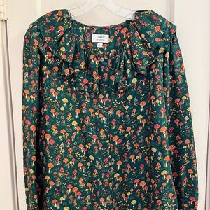 Lux Boho Silk Mushroom Blouse - Large - JCrew collection